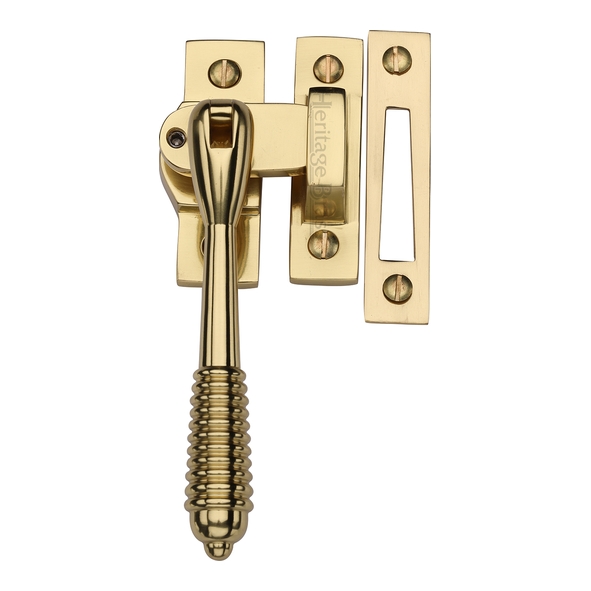 V894L MP/HP-PB  Polished Brass  Heritage Brass Locking Reeded Casement Fastener